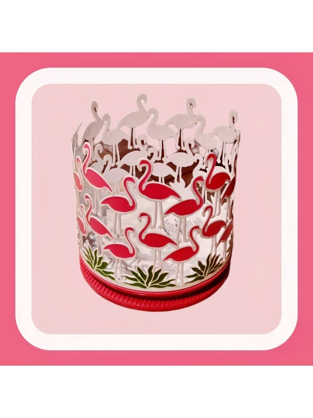 FLAMINGO FLOCK 3-WICK CANDLE HOLDER BY BATH & BODY WORKS, Pink & Green